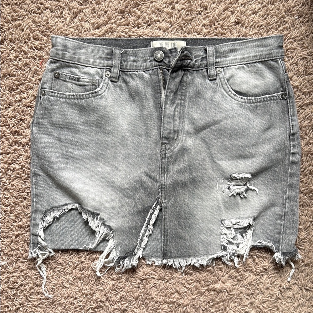 We The Free Gray Cut Out Mini Skirt